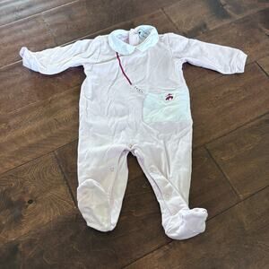 Brooks Brothers Fleece Girls 6 Month Romper Outfit Pink Collared